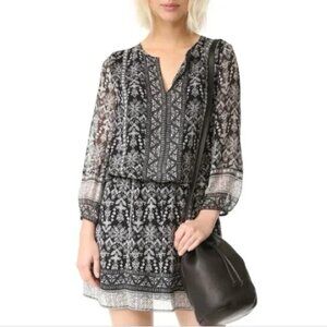 Joie Galene black and white patterned minidress 100% Silk sz M